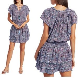 Poupette St. Barth Elsa Tiered Printed Mini Dress XS